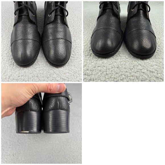 Michael Kors Boots Womens 9.5 Shoes Black Woodley Wedge Combat Moto Biker Calf - Picture 10 of 14